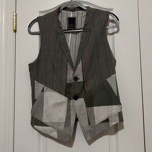 MARITHE FRANCOIS GIRBAUD Waistcoat Vest Patchwork French 42 US32
